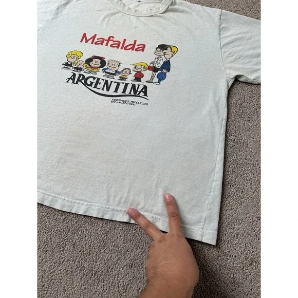 Vintage T-shirt 70s Mafalda Argentina Cartoon Graphic Made in Argentina, Size S